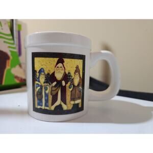 Paper Ceramic Christmas Coffee Mug Santa Decorated White